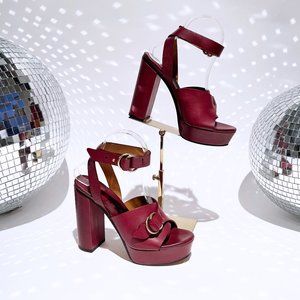 **SOLD** Chloe Burgundy Ankle Strap Platform Sandals